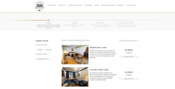 Teleki-Degenfeld Castle Hotel - room booking system block