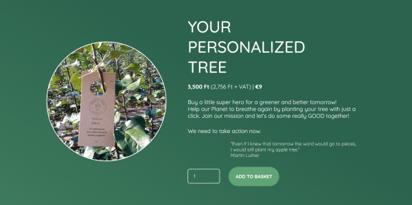 Plant a Tree Project - product page for individual shoppers block
