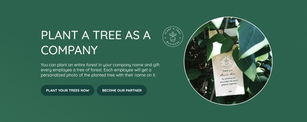 Plant a Tree Project - product page for companies block